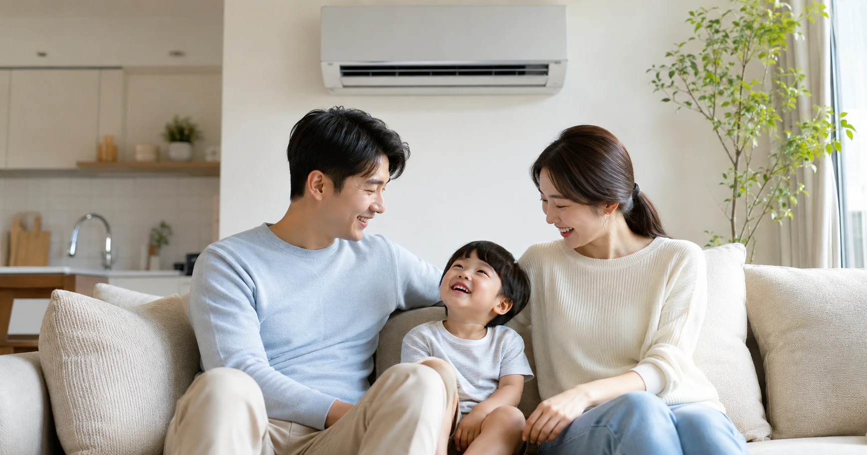 분해된 에어컨 부품 고압 세척 장면